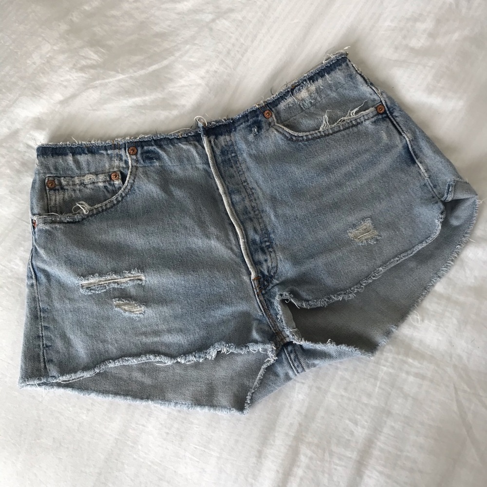 RE/DONE distressed cut-off denim shorts - 26/27